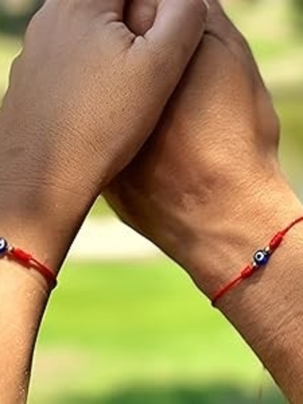 Red String Bracelet with Blue Evil Eye Charm Rakhi - Picture 3 of 8